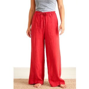 A New Day Linen Wide Leg Drawstring Pants Womens Size S Salmon Pockets Comfycore